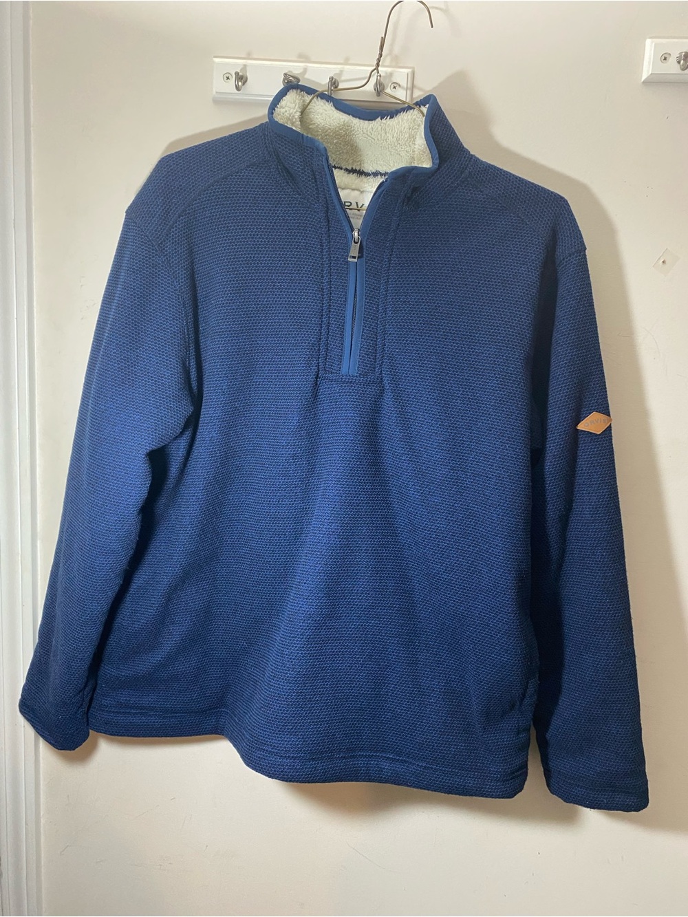 Orvis Blue Sherpa-Lined Half-Zip Sweater